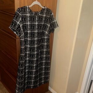 Elegant Black and White Plaid Dress